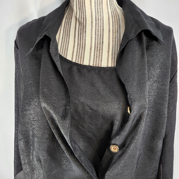 apparenza Black Layered Look Button Down 3/4 Sleeve Top Plus Size 2X - Picture 3 of 9